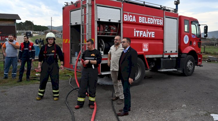Biga’da samanlık yangını 