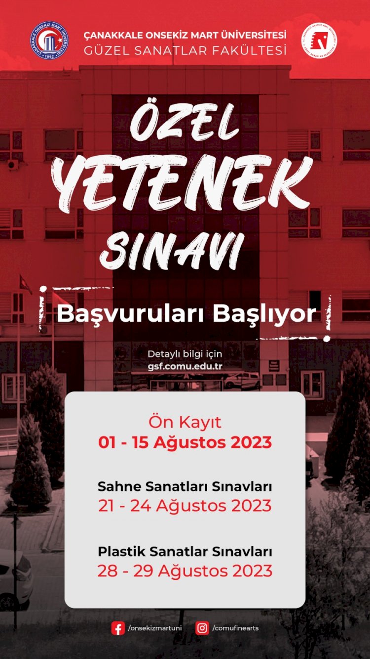 ÇOMÜ Özel Yetenek Sınavı Başvuruları başlıyor